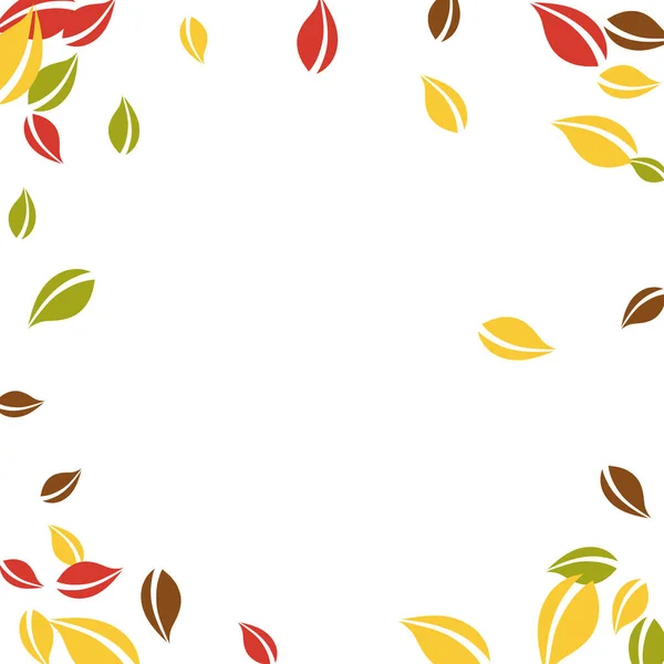 Fallende Herbstblätter Rote Gelbe Grüne Braune Chaotische Blätter Fliegen Vignette — Stockvektor