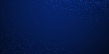 Sihirli yıldızlar Noel arka planı. İnce uçan kar taneleri ve koyu mavi gece arka planındaki yıldızlar. Temyize giden Gümüş Kar Tanesi şablonu. Hoş vektör illüstrasyonu.