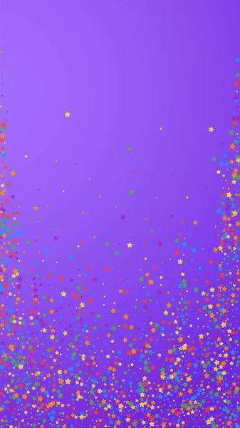 Святкова Чудова Конфетті Святкування Зірок Веселка Яскраві Зірки Фіолетовому Фоні — стоковий вектор