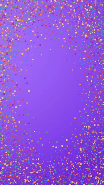 Confetti Popolari Festivi Stelle Della Celebrazione Coriandoli Arcobaleno Sfondo Viola — Vettoriale Stock