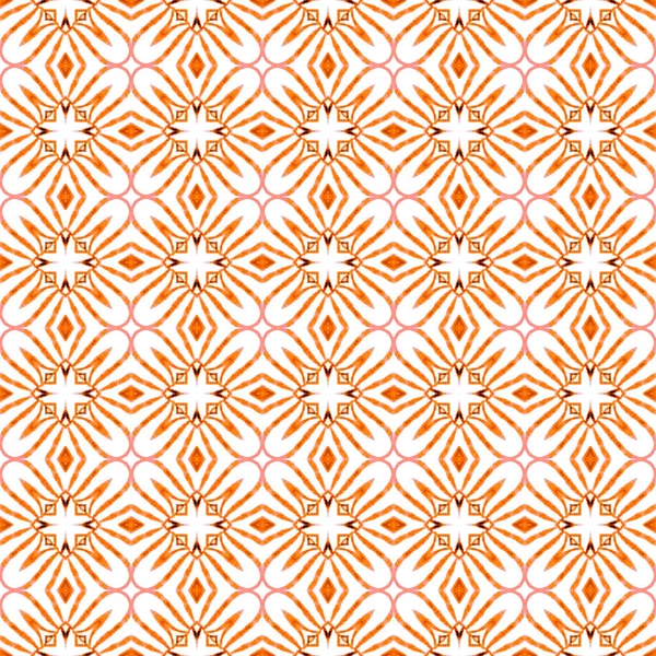 Arabesque Hand Drawn Design Orange Gorgeous Boho Chic Summer Design — Stock Photo, Image