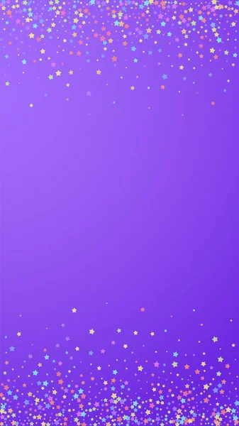 Feestelijke Sublieme Confetti Feeststerren Kleurrijke Sterren Violette Achtergrond Feestelijke Overlay — Stockvector