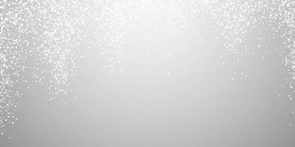 Волшебный Рождественский Фон Тонкие Летящие Снежинки Звезды Светло Сером Фоне — стоковый вектор