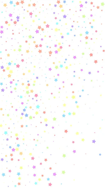 喜庆凉爽的意大利面 庆祝明星 色彩斑斓的星星随机地出现在白色背景上 节日装饰模板 垂直矢量背景 — 图库矢量图片