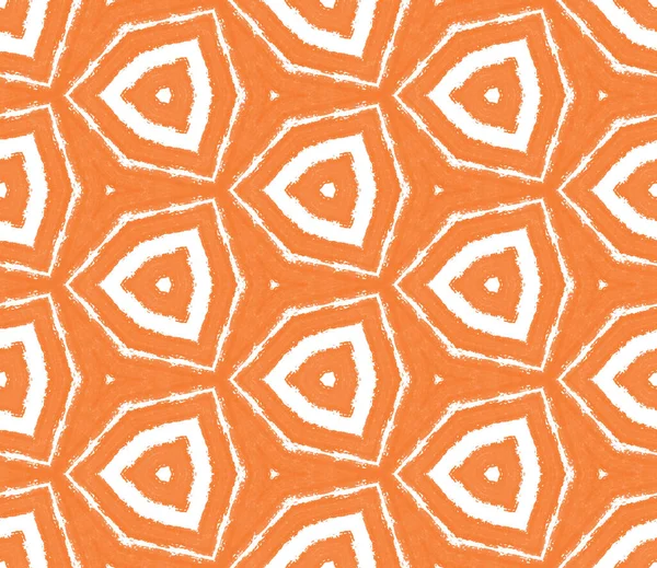 Exotic Seamless Pattern Orange Symmetrical Kaleidoscope Background Summer Swimwear Exotic — Stock Photo, Image