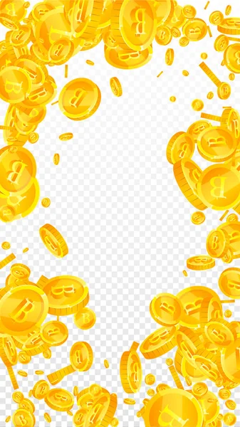 タイバーツ硬貨が落ちる 散在するThbコインをアピールする タイのお金 素晴らしいジャックポット 富または成功の概念 ベクターイラスト — ストックベクタ