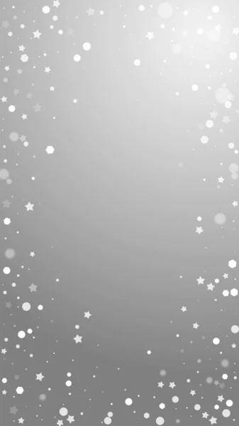 神奇的星星随意的圣诞背景 淡淡的飘扬的雪花和灰色背景下的星星 实际冬季银片覆盖模板 令人印象深刻的垂直插图 — 图库矢量图片