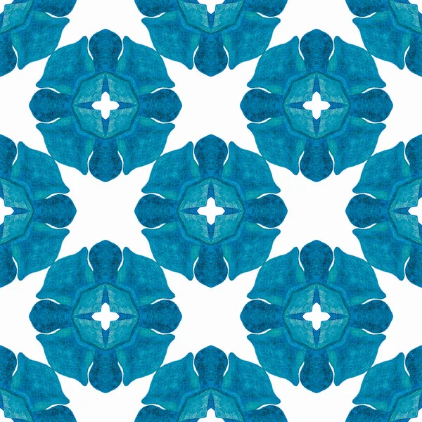 Patrón Sin Costura Medallón Azul Sublime Diseño Boho Chic Verano —  Fotos de Stock