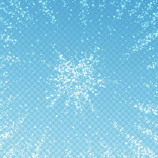 Magic Stars Christmas Background Subtle Flying Snow Flakes Stars Blue — Stock Vector