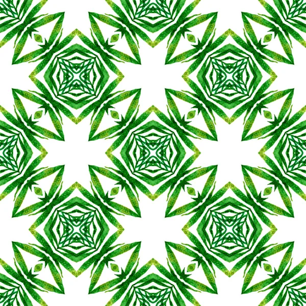 緑の幾何学的なシェブロン水彩境界 緑の偉大なBohoシックな夏のデザイン 繊維準備ができて圧倒的な印刷 水着生地 シェブロン水彩柄 — ストック写真