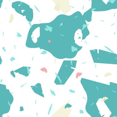 Terrazzo kusursuz desen. Mavi klasik döşeme dokusu. Doğal taşlardan, granitten, kuvarstan, mermerden, betondan yapılmış arka plan. Terrazzo pürüzsüz desenli serin renklerde. 