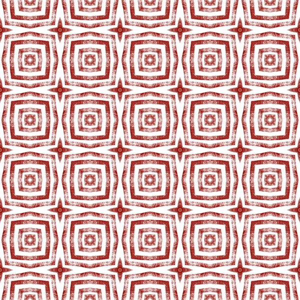 Exotic Seamless Pattern Wine Red Symmetrical Kaleidoscope Background Summer Swimwear — Stock Photo, Image