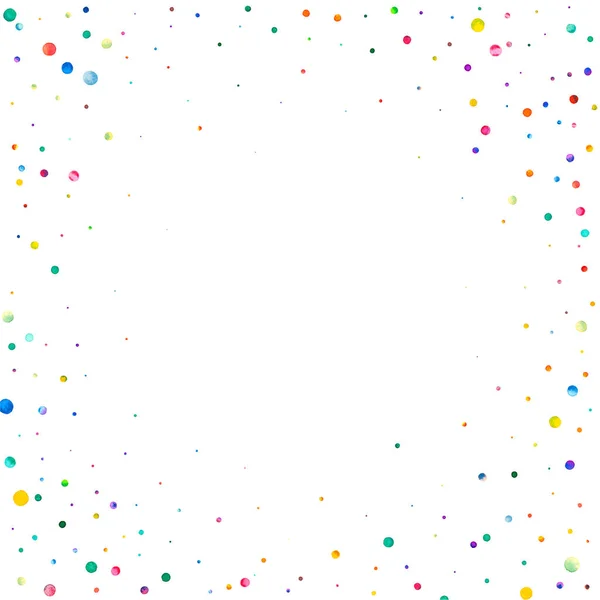 Watercolor Confetti White Background Adorable Rainbow Colored Dots Happy Celebration — Stock Photo, Image