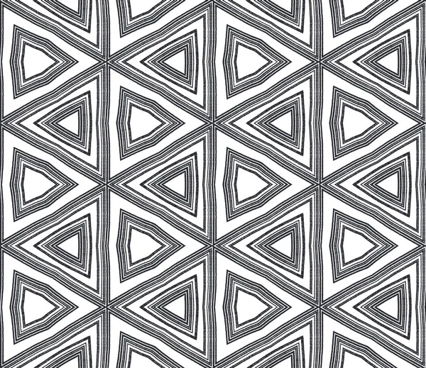 Dlaždice Akvarel Vzor Černé Symetrické Kaleidoskopické Pozadí Textilní Hotový Cool — Stock fotografie