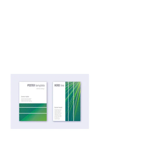 Geometrikus Burkolat Tervezési Sablonkészlet Zöld Elvont Vonalak Sötét Háttérrel Gyönyörű — Stock Vector
