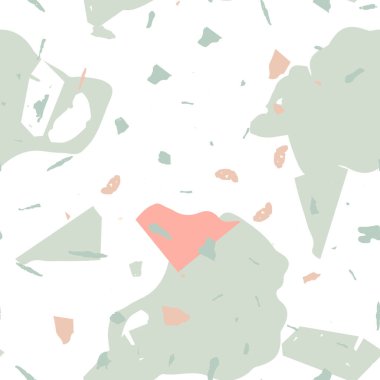 Terrazzo kusursuz desen. İç dekorasyon için minimalist döşeme taşı. Terrazzo pürüzsüz desenli, serin renklerde. Doğal taşlardan, granitten, kuvarstan, mermerden, betondan yapılmış arkaplan. 