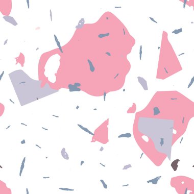 Terrazzo kusursuz desen. Pembe Venedik döşeme dokusu. Terrazzo pürüzsüz desenli, serin renklerde. Doğal taşlardan, granitten, kuvarstan, mermerden, betondan yapılmış arkaplan. 