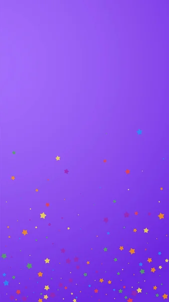 素晴らしいコンフェッティだ お祝いの星 紫色の背景に楽しい星 素晴らしいお祝いのオーバーレイテンプレート 垂直ベクトル背景 — ストックベクタ