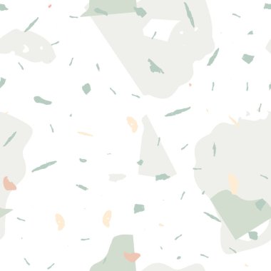 Terrazzo kusursuz desen. İç dekorasyon için minimalist döşeme taşı. Terrazzo pürüzsüz desenli, serin renklerde. Doğal taşlardan, granitten, kuvarstan, mermerden, betondan yapılmış arkaplan. 