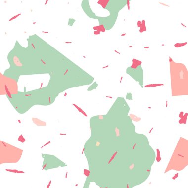 Terrazzo kusursuz desen. Pembe Venedik döşeme dokusu. Doğal taşlardan, granitten, kuvarstan, mermerden, betondan yapılmış arka plan. Terrazzo pürüzsüz desenli serin renklerde. 