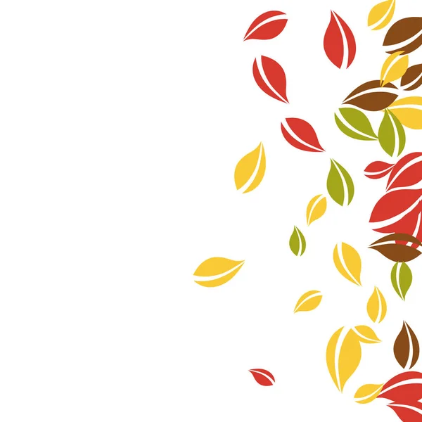 Падающие Осенние Листья Красные Желтые Зеленые Коричневые Хаотические Листья Градиентная — стоковый вектор