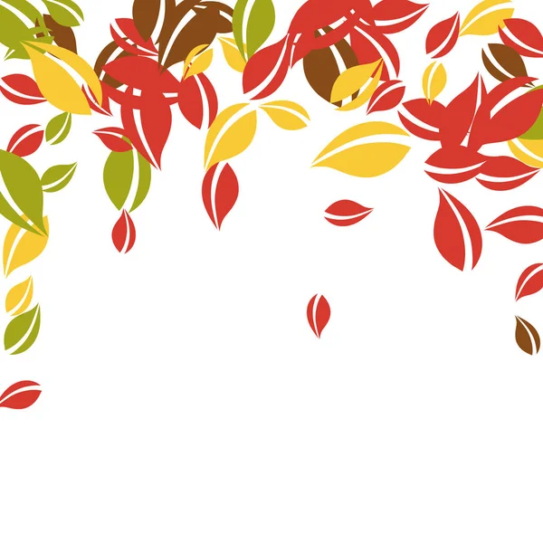 Fallende Herbstblätter Rote Gelbe Grüne Braune Chaotische Blätter Fliegen Fallender — Stockvektor