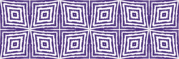 タイル状の水彩シームレスな境界線 紫色の対称万華鏡の背景 背景のための息をのむ装飾的なデザイン要素 手彩色水彩シームレス — ストック写真