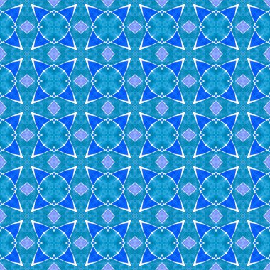 Egzotik, pürüzsüz desen. Mavi güzel boho şık yaz tasarımı. Yaz, egzotik, pürüzsüz sınır. Tekstil hazır baskı, mayo kumaş, duvar kağıdı, ambalaj..