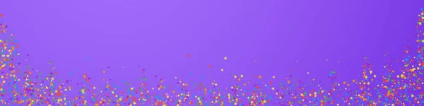 Festliches Konfetti Feierstars Kindlich Helle Sterne Auf Violettem Hintergrund Bezaubernde — Stockvektor