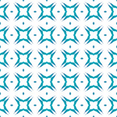 Tekstil hazır değerli baskı, mayo kumaş, duvar kağıdı, ambalaj. Mavi yaratıcı boho şık yaz tasarımı. Moda organik yeşil sınır. Organik fayans.