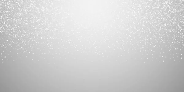 驚くべき秋の星クリスマスの背景 淡い灰色の背景に小さな空飛ぶ雪のフレークと星 美しい冬の銀雪の結晶オーバーレイテンプレート 素晴らしいベクトルイラスト — ストックベクタ