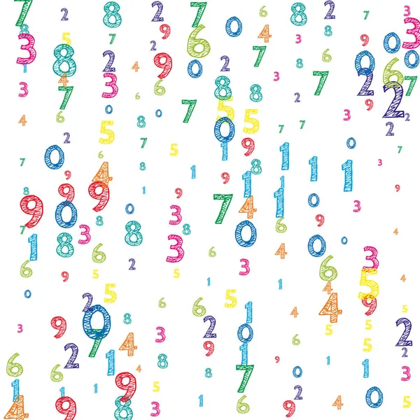Falling Colorful Orderly Numbers Math Study Concept Flying Digits Original — Stock Vector