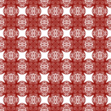 Etnik elle boyanmış desen. Kestane rengi simetrik kaleydoskop. Tekstil hazır tuhaf baskılar, mayo kumaş, duvar kağıdı, ambalaj. Yazlık elbise, elle boyanmış fayans..