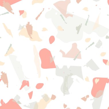 Terrazzo kusursuz desen. Taşlı turuncu gerçekçi mermer dokusu. Doğal taşlardan, granitten, kuvarstan, mermerden, betondan yapılmış arka plan. Terrazzo pürüzsüz desenli serin renklerde. 