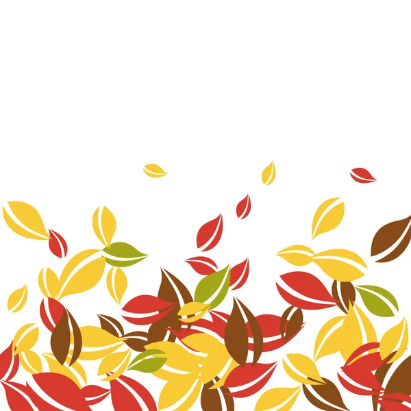 Feuilles Automne Tombantes Feuilles Chaotiques Rouges Jaunes Vertes Brunes Volant — Image vectorielle