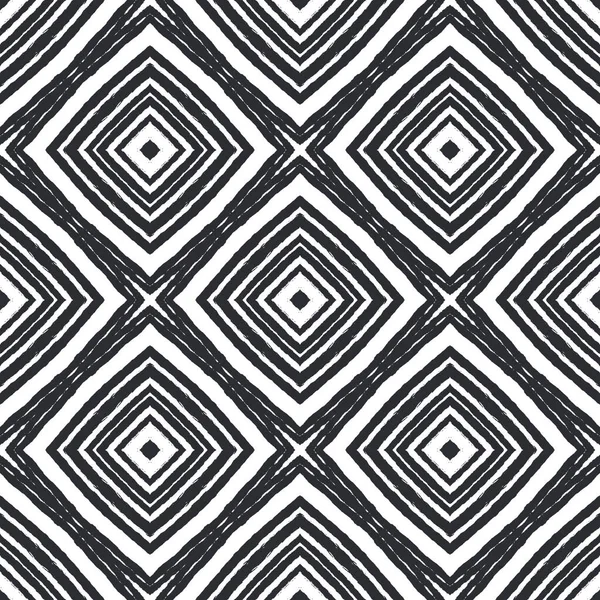 Ethnic Hand Painted Pattern Black Symmetrical Kaleidoscope Background Textile Ready — Stock Photo, Image