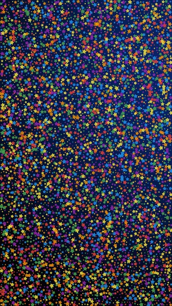 Feestelijke Opmerkelijke Confetti Feeststerren Regenboog Heldere Sterren Donkerblauwe Achtergrond Ideaal — Stockvector