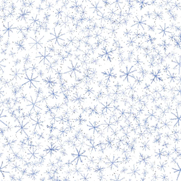 Hand Drawn Snowflakes Christmas Seamless Pattern Підмурілі Летючі Снігові Озера — стокове фото