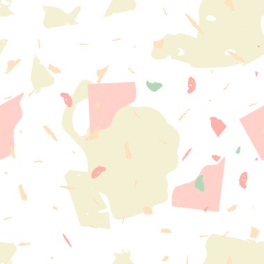 Terrazzo kusursuz desen. İç dekorasyon için minimalist döşeme taşı. Doğal taşlardan, granitten, kuvarstan, mermerden, betondan yapılmış arka plan. Terrazzo pürüzsüz desenli serin renklerde. 