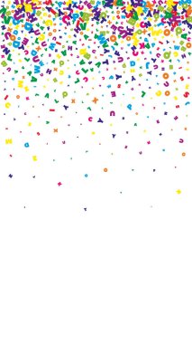 İngilizce 'nin harfleri düşüyor. Latin alfabesinin canlı uçan kelimeleri. Yabancı diller öğrenim kavramı. Beyaz arkaplandaki okul afişine göz kamaştırıcı.