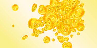 İsviçre frangı para yağıyor. Güzel dağınık CHF paraları. İsviçre parası. Büyük ikramiye, servet ya da başarı konsepti. Vektör illüstrasyonu.