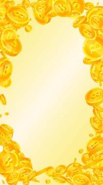 Bitcoin, internet para birimleri düşüyor. İnanılmaz dağınık BTC paraları. Kripto para, dijital para. Klas ikramiye, servet ya da başarı konsepti. Vektör illüstrasyonu.