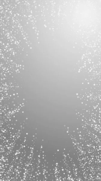 Verbazingwekkende Vallende Sterren Kerst Achtergrond Subtiele Vliegende Sneeuwvlokken Sterren Grijze — Stockvector