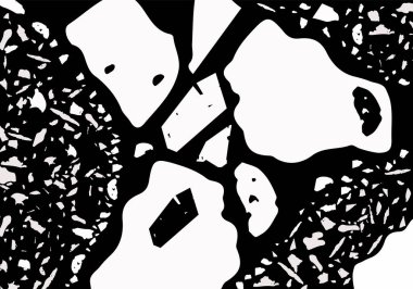 Terrazzo modern soyut şablon. Klasik İtalyan döşemesinin siyah ve bej dokusu. Venedik terrazzo trend vektör arka planı Taşlardan, granitten, kuvarstan, mermerden, betondan yapılmış. 