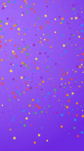 Confeti Festivo Hipnótico Estrellas Celebración Estrellas Alegres Sobre Fondo Violeta — Vector de stock