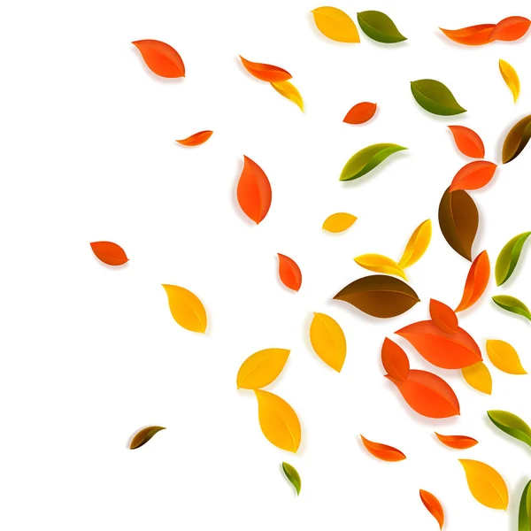 Падающие Осенние Листья Красные Желтые Зеленые Коричневые Хаотические Листья Градиентная — стоковый вектор