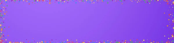 Праздничные Ценные Конфетти Звезды Праздника Радуга Яркие Звезды Фиолетовом Фоне — стоковый вектор