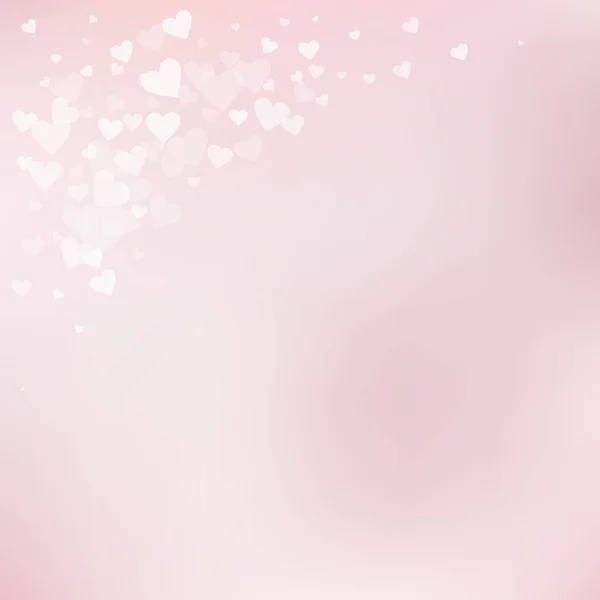 Witte Hart Liefde Confettis Valentijnsdag Hoek Schitterende Achtergrond Vallende Transparante — Stockvector
