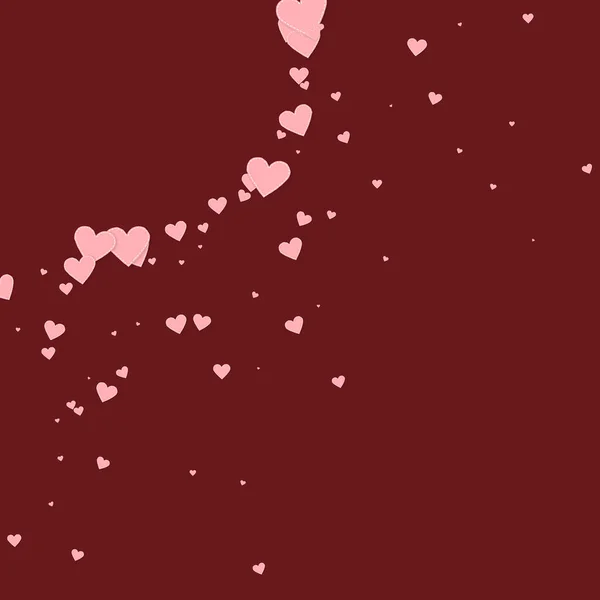 Конфетти Розовым Сердцем День Святого Валентина Уголок Памятный Фон Падающие — стоковый вектор