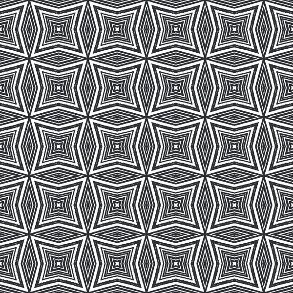 Mozaik Zökkenőmentes Minta Fekete Szimmetrikus Kaleidoszkóp Háttér Textil Kész Egyedi — Stock Fotó
